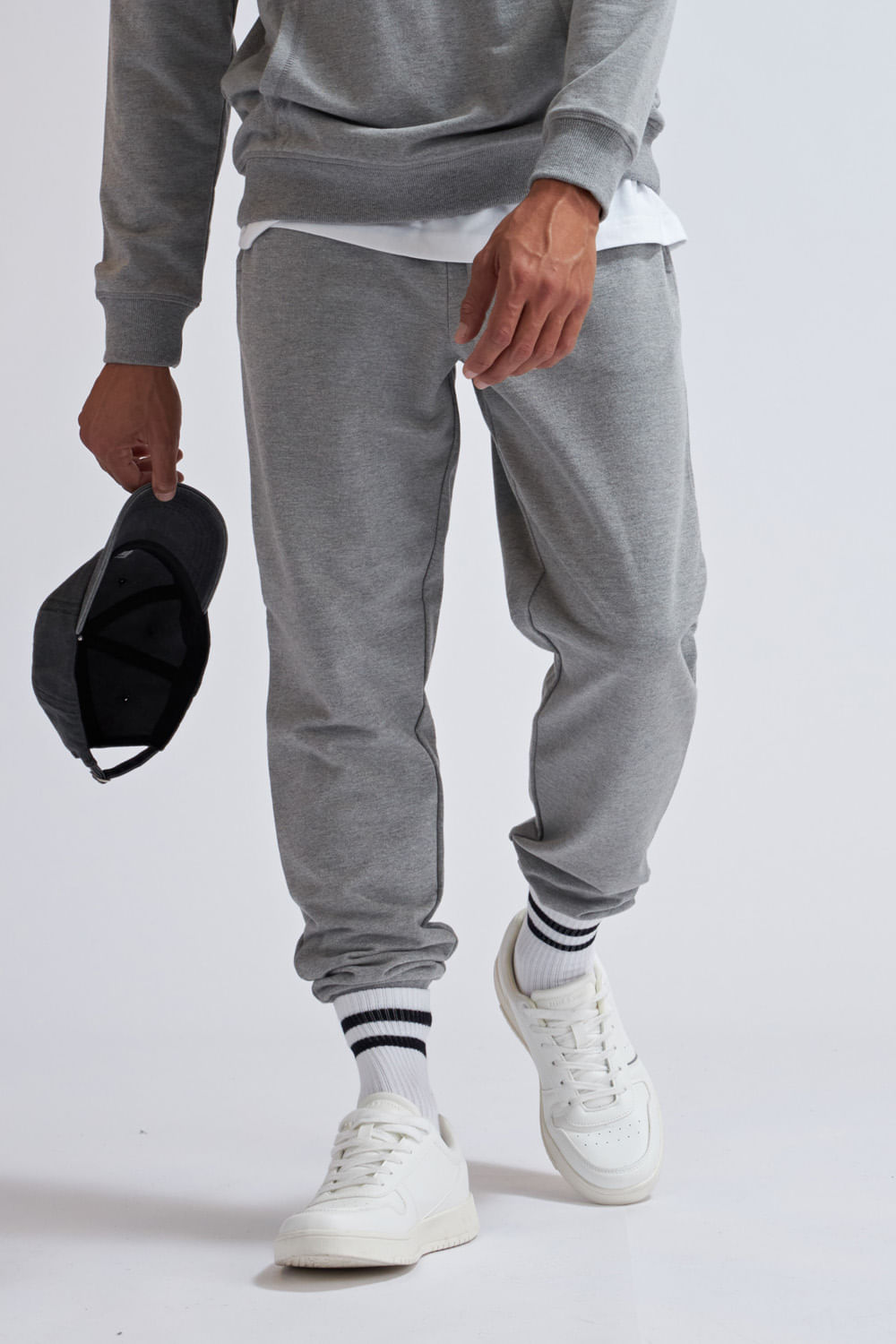 PANTAL N DEPORTIVO JOGGER GRIS CLARO MELANGE BAS Tienda Online